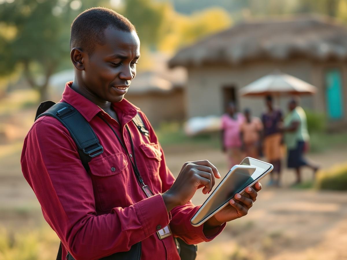 Field officer using Mandefied for offline data collection